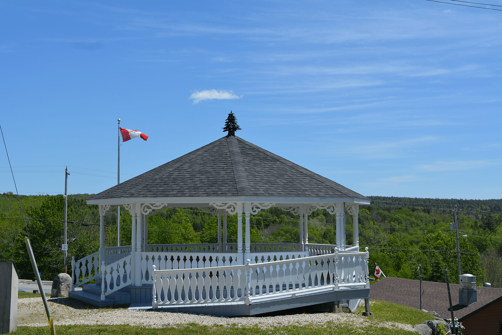 gazebo overlooking forest