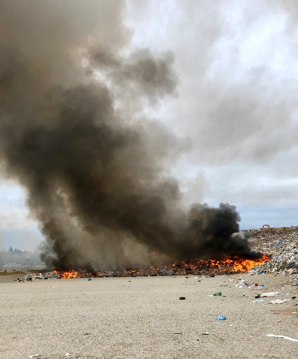 Fire blazing at landfill site